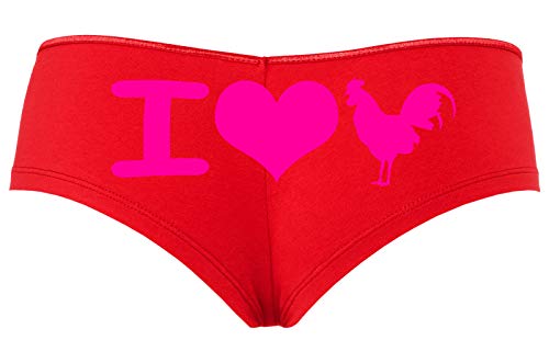 Knaughty Knickers - I Heart Cock Boy Short Panties - I Love Cock Rooster Boyshort Underwear - Panty Game Shower Gift