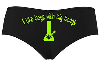 Knaughty Knickers I Like Boys With Big Bongs Pot Weed Black Boyshort Panties