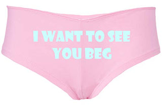 Knaughty Knickers I Want To See You Beg Get On Your Knees Pink Boyshort Panties