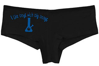 Knaughty Knickers I Like Boys With Big Bongs Pot Weed Black Boyshort Underwear