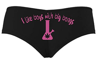 Knaughty Knickers I Like Boys With Big Bongs Pot Weed Black Boyshort Panties