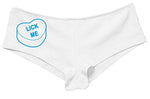 Kanughty Knickers Women's Lick Me Valentines Candy Heart Funny Sexy Boyshort White