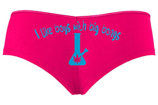 Knaughty Knickers I Like Boys With Big Bongs Pot Weed Hot Pink Slutty Panties