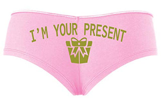 Knaughty Knickers I AM YOUR PRESENT IM I WILL BE GIFT Baby Pink Slutty Panties