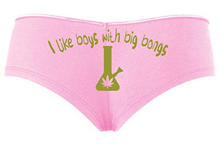 Knaughty Knickers I Like Boys With Big Bongs Pot Weed Baby Pink Slutty Panties