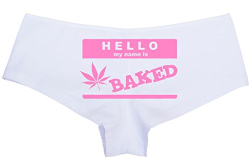 Knaughty Knickers Women's Hello My Name Is Baked Weed Hot Sexy Boyshort