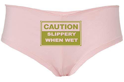 Knaughty Knickers Caution Slippery When Wet Funny Flirty Sexy Pink Underwear