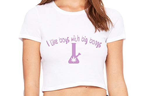 Knaughty Knickers I Like Boys With Big Bongs Pot Weed White Crop Tank Top