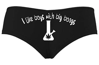 Knaughty Knickers I Like Boys With Big Bongs Pot Weed Black Boyshort Panties