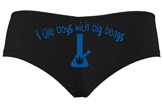 Knaughty Knickers I Like Boys With Big Bongs Pot Weed Black Boyshort Panties