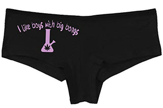 Knaughty Knickers I Like Boys With Big Bongs Pot Weed Black Boyshort Underwear