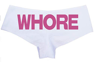 Knaughty Knickers Whore White Boyshort Underwear Slut Panties BDSM Owned DDLG