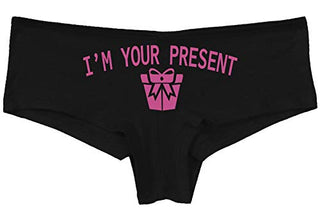 Knaughty Knickers I AM YOUR PRESENT IM I WILL BE GIFT Black Boyshort Underwear