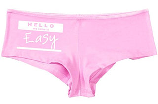 Kanughty Knickers Women's Hello My Name is Easy Fun Booty Hot Sexy Boyshort Soft Pink