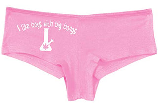 Knaughty Knickers I Like Boys With Big Bongs Pot Weed Pink Boyshort Panties