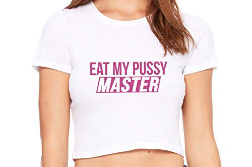 Knaughty Knickers Eat My Pussy Master Lick Me Oral Sex White Crop Tank Top