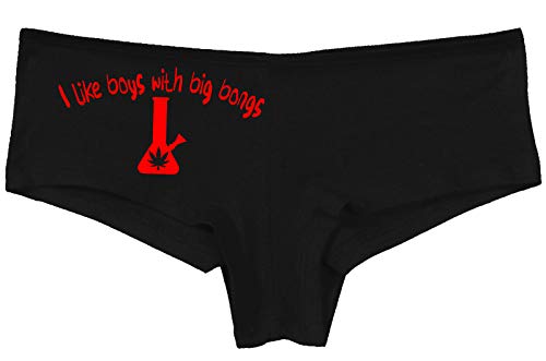 Knaughty Knickers I Like Boys With Big Bongs Pot Weed Black Boyshort Underwear