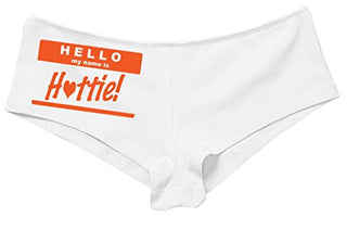 Kanughty Knickers Women's Hello My Name is Hottie Fun Booty Hot Sexy Boyshort White