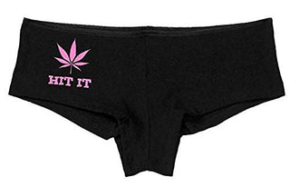 Knaughty Knickers Women's Hit It Pot Leaf Weed Rave Hot Sexy Boyshort Black/Lime Green