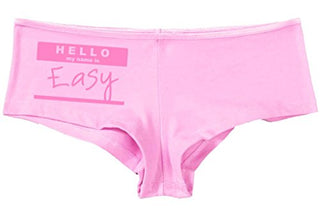 Kanughty Knickers Women's Hello My Name is Easy Fun Booty Hot Sexy Boyshort Soft Pink