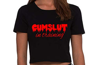 Knaughty Knickers Cumslut In Training Submissive Oral Sub Slut Black Crop Top