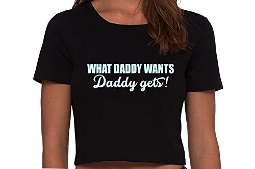 Knaughty Knickers What Daddy Wants Daddy Gets Everything Black Cropped Tank Top