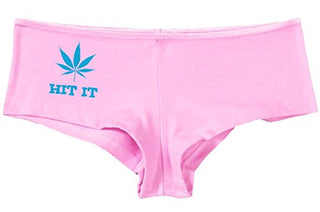 Kanughty Knickers Women's Hit It Pot Leaf Weed Rave Hot Sexy Boyshort Soft Pink