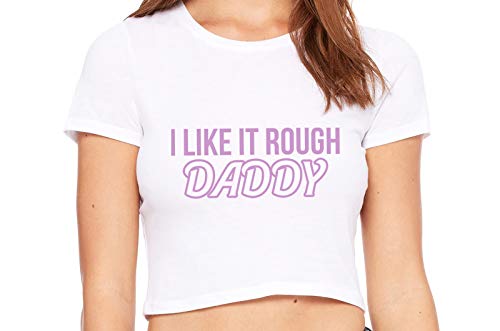 Knaughty Knickers I Like It Rough Daddy Spank Dominate White Crop Tank Top