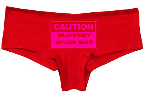 Knaughty Knickers Caution Slippery When Wet Funny Flirty Sexy red Underwear