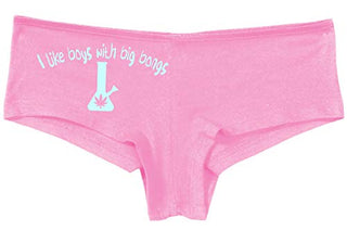 Knaughty Knickers I Like Boys With Big Bongs Pot Weed Pink Boyshort Panties