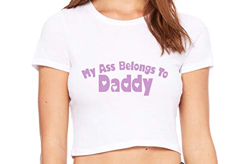 Knaughty Knickers My Ass Belongs to Daddy DDLG BabyGirl White Crop Tank Top