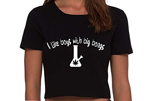 Knaughty Knickers I Like Boys With Big Bongs Pot Weed Black Cropped Tank Top