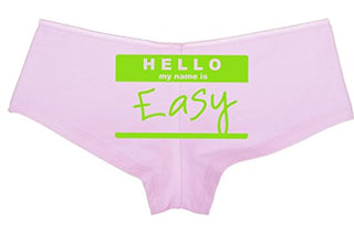 Knaughty Knickers Women's Hello My Name is Easy Funny Hot Sexy Boyshort