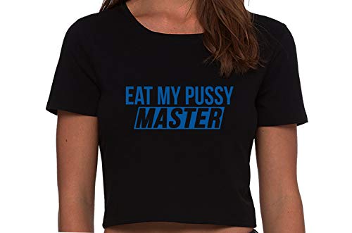 Knaughty Knickers Eat My Pussy Master Lick Me Oral Sex Black Cropped Tank Top