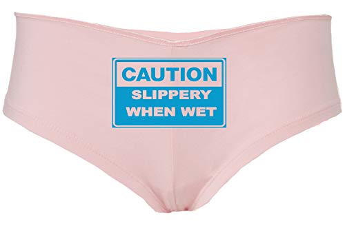 Knaughty Knickers Caution Slippery When Wet Funny Flirty Sexy Pink Underwear