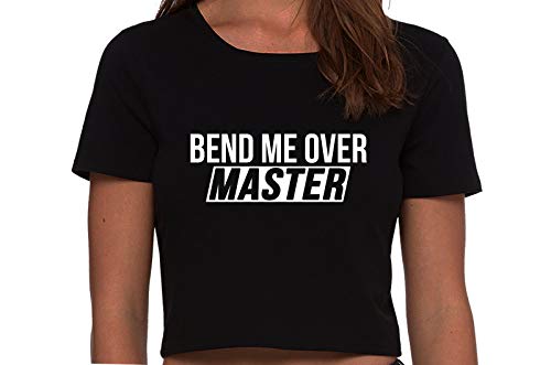 Knaughty Knickers Bend Me Over Master Face Down Ass Up Black Cropped Tank Top