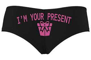 Knaughty Knickers I AM YOUR PRESENT IM I WILL BE GIFT Black Boyshort Panties