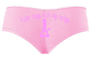 Knaughty Knickers I Like Boys With Big Bongs Pot Weed Baby Pink Slutty Panties