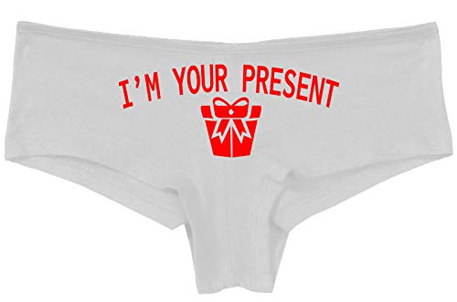 Knaughty Knickers I AM YOUR PRESENT IM I WILL BE GIFT Slutty White Panties