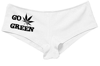 Women's Go Green Fun Rave Booty Hot Sexy Boyshort White