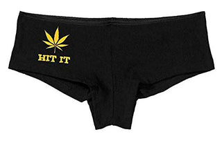 Knaughty Knickers Women's Hit It Pot Leaf Weed Rave Hot Sexy Boyshort Black/Lime Green