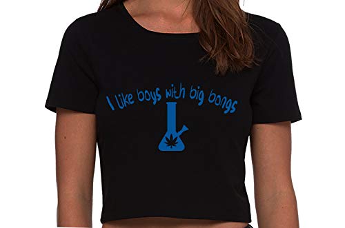 Knaughty Knickers I Like Boys With Big Bongs Pot Weed Black Cropped Tank Top