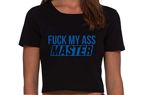 Knaughty Knickers Fuck My Ass Master Anal Play Cumslut Black Cropped Tank Top