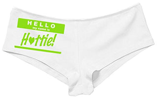 Kanughty Knickers Women's Hello My Name is Hottie Fun Booty Hot Sexy Boyshort White