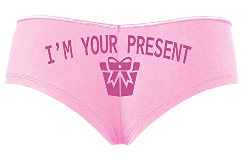 Knaughty Knickers I AM YOUR PRESENT IM I WILL BE GIFT Baby Pink Slutty Panties