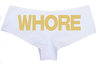 Knaughty Knickers Whore White Boyshort Underwear Slut Panties BDSM Owned DDLG