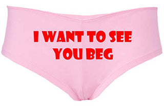 Knaughty Knickers I Want To See You Beg Get On Your Knees Pink Boyshort Panties