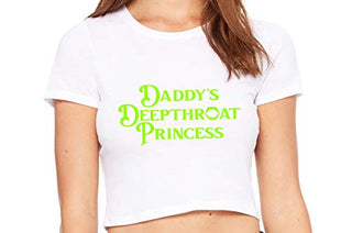 Knaughty Knickers Daddys Deepthroat Princess DDLG White Crop Cropped Tank Top