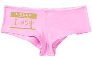 Kanughty Knickers Women's Hello My Name is Easy Fun Booty Hot Sexy Boyshort Soft Pink