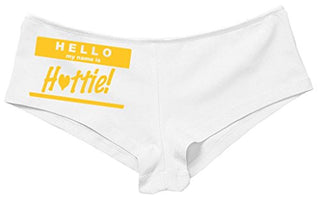 Kanughty Knickers Women's Hello My Name is Hottie Fun Booty Hot Sexy Boyshort White